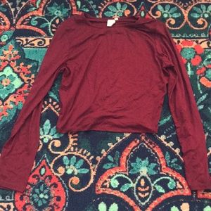 Deep red long sleeve crop top